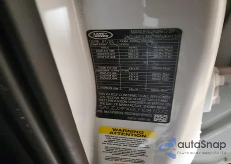 2020 Land Rover Range Rover Evoque S z USA, uszkodzony, nr VIN SALZJ2FX6LH081072